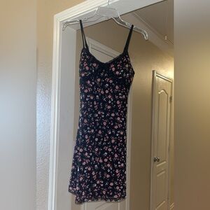 No Boundaries Black Dress with Pink Rose Print